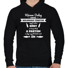 PRINTFASHION Három dolog - Férfi kapucnis pulóver - Fekete férfi pulóver, kardigán