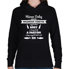 PRINTFASHION Három dolog - Női kapucnis pulóver - Fekete női pulóver, kardigán