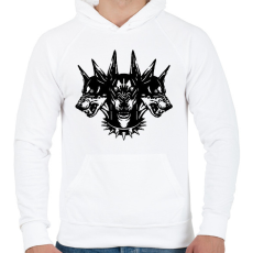 PRINTFASHION Három fejű kutya - Férfi kapucnis pulóver - Fehér