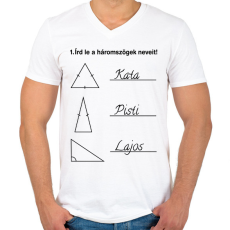 PRINTFASHION Háromszögek nevei - Férfi V-nyakú póló - Fehér