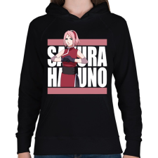 PRINTFASHION Haruno Sakura - Női kapucnis pulóver - Fekete női pulóver, kardigán