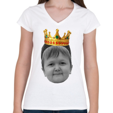 PRINTFASHION Hasbulla KING - Női V-nyakú póló - Fehér női póló