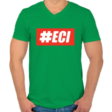 PRINTFASHION Hashtageci - Férfi V-nyakú póló - Zöld