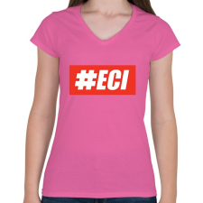 PRINTFASHION Hashtageci - Női V-nyakú póló - Rózsaszín női póló