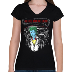 PRINTFASHION Határok - Női V-nyakú póló - Fekete
