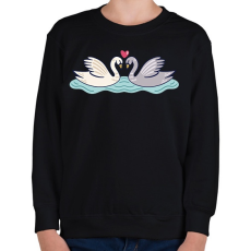 PRINTFASHION Hattyú love - Gyerek pulóver - Fekete