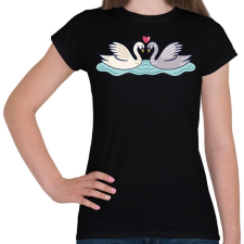 PRINTFASHION Hattyú love - Női póló - Fekete női póló