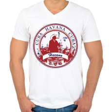PRINTFASHION Havanna Kuba - Férfi V-nyakú póló - Fehér