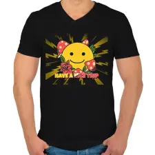 PRINTFASHION HAVE A NICE TRIP - Férfi V-nyakú póló - Fekete férfi póló