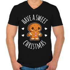 PRINTFASHION Have sweet Christmas - Férfi V-nyakú póló - Fekete