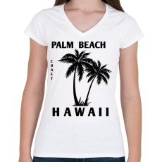 PRINTFASHION Hawaii - Női V-nyakú póló - Fehér