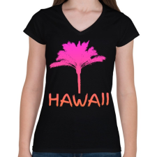 PRINTFASHION Hawaii - Női V-nyakú póló - Fekete női póló