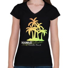 PRINTFASHION Hawaii paradise beach - Női V-nyakú póló - Fekete női póló