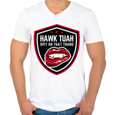 PRINTFASHION Hawk Tuah… Spit On That Thang - Férfi V-nyakú póló - Fehér