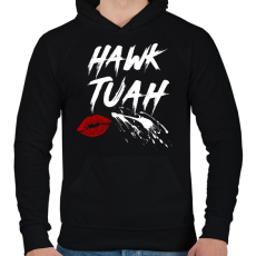 PRINTFASHION Hawk Tuah… Spit On That Thing - Férfi kapucnis pulóver - Fekete