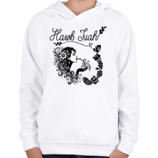 PRINTFASHION Hawk Tuah - split on that thang - Gyerek kapucnis pulóver - Fehér gyerek pulóver, kardigán