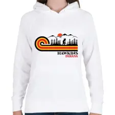 PRINTFASHION Hawkins indiana retro - Női kapucnis pulóver - Fehér női pulóver, kardigán