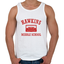 PRINTFASHION Hawkins Middle School - Piros - Férfi atléta - Fehér atléta, trikó