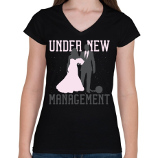 PRINTFASHION Házasság - Női V-nyakú póló - Fekete