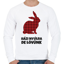 PRINTFASHION Házi nyúlra de lövünk - Férfi pulóver - Fehér férfi pulóver, kardigán