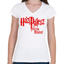 PRINTFASHION Házipálesz - Női V-nyakú póló - Fehér női póló