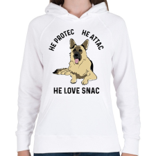 PRINTFASHION HE protec - Női kapucnis pulóver - Fehér női pulóver, kardigán