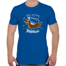 PRINTFASHION He's very happy Dachshund! - Férfi póló - Királykék férfi póló