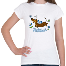 PRINTFASHION He's very happy Dachshund! - Női póló - Fehér