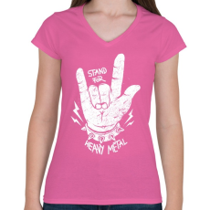 PRINTFASHION Heavy metal - Női V-nyakú póló - Rózsaszín