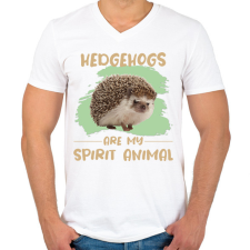 PRINTFASHION Hedgehogs are my spirit animal - Férfi V-nyakú póló - Fehér férfi póló