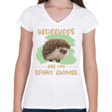 PRINTFASHION Hedgehogs are my spirit animal - Női V-nyakú póló - Fehér női póló