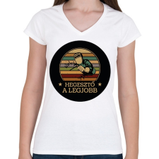PRINTFASHION Hegesztő - A legjobb - Női V-nyakú póló - Fehér női póló