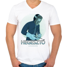 PRINTFASHION Hegesztő - Legendás - Férfi V-nyakú póló - Fehér férfi póló