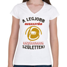 PRINTFASHION Hegesztő szülinap október színes - Női V-nyakú póló - Fehér női póló