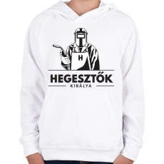 PRINTFASHION Hegesztők királya - Gyerek kapucnis pulóver - Fehér