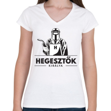 PRINTFASHION Hegesztők királya - Női V-nyakú póló - Fehér női póló