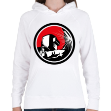 PRINTFASHION Hegesztős minta - fekete-fehér-vörös - Női kapucnis pulóver - Fehér női pulóver, kardigán