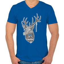 PRINTFASHION Hegyekben - Férfi V-nyakú póló - Királykék férfi póló