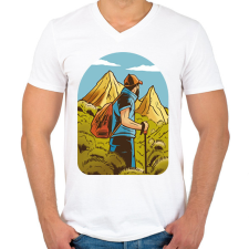 PRINTFASHION Hegymászó - Férfi V-nyakú póló - Fehér férfi póló