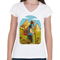 PRINTFASHION Hegymászó - Női V-nyakú póló - Fehér