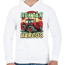 PRINTFASHION Hektár Harcos - Férfi kapucnis pulóver - Fehér férfi pulóver, kardigán
