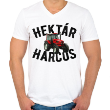 PRINTFASHION Hektár Harcos - Férfi V-nyakú póló - Fehér férfi póló