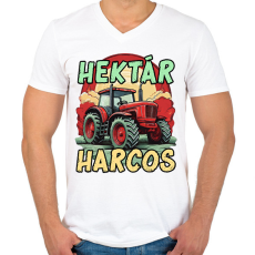 PRINTFASHION Hektár Harcos - Férfi V-nyakú póló - Fehér