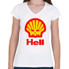 PRINTFASHION Hell - Női V-nyakú póló - Fehér