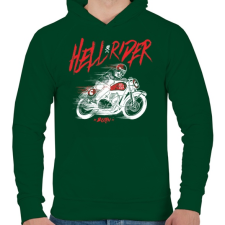 PRINTFASHION Hell Rider - fehér - Férfi kapucnis pulóver - Sötétzöld férfi pulóver, kardigán