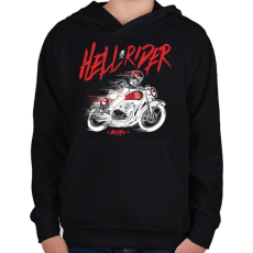 PRINTFASHION Hell Rider - fehér - Gyerek kapucnis pulóver - Fekete