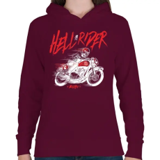 PRINTFASHION Hell Rider - fehér - Női kapucnis pulóver - Bordó