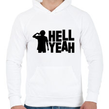 PRINTFASHION Hell Yeah - Férfi kapucnis pulóver - Fehér férfi pulóver, kardigán