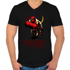 PRINTFASHION hellboy - Férfi V-nyakú póló - Fekete férfi póló