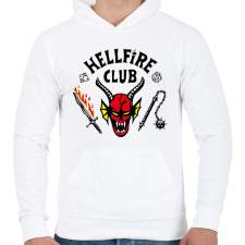 PRINTFASHION Hellfire Club - Férfi kapucnis pulóver - Fehér férfi pulóver, kardigán